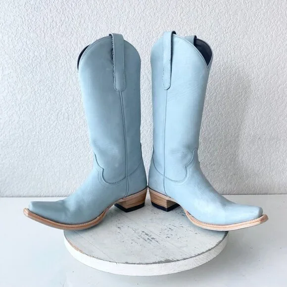 Lane EMMA JANE Womens Cowboy Boots 6.5 Western Light Blue Cowgirl Mid Calf Tall - Picture 7 of 11